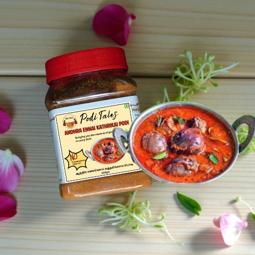 Andhra Ennai Kathrikai Kuzhambu Podi
